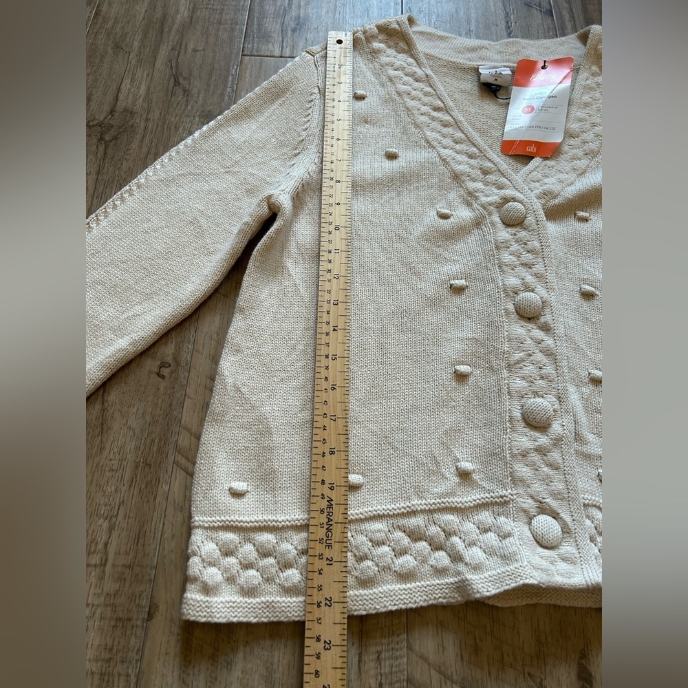 Cabi retro cream button cardigan Sweater Textured cotton blend granny grandma - Picture 9 of 9
